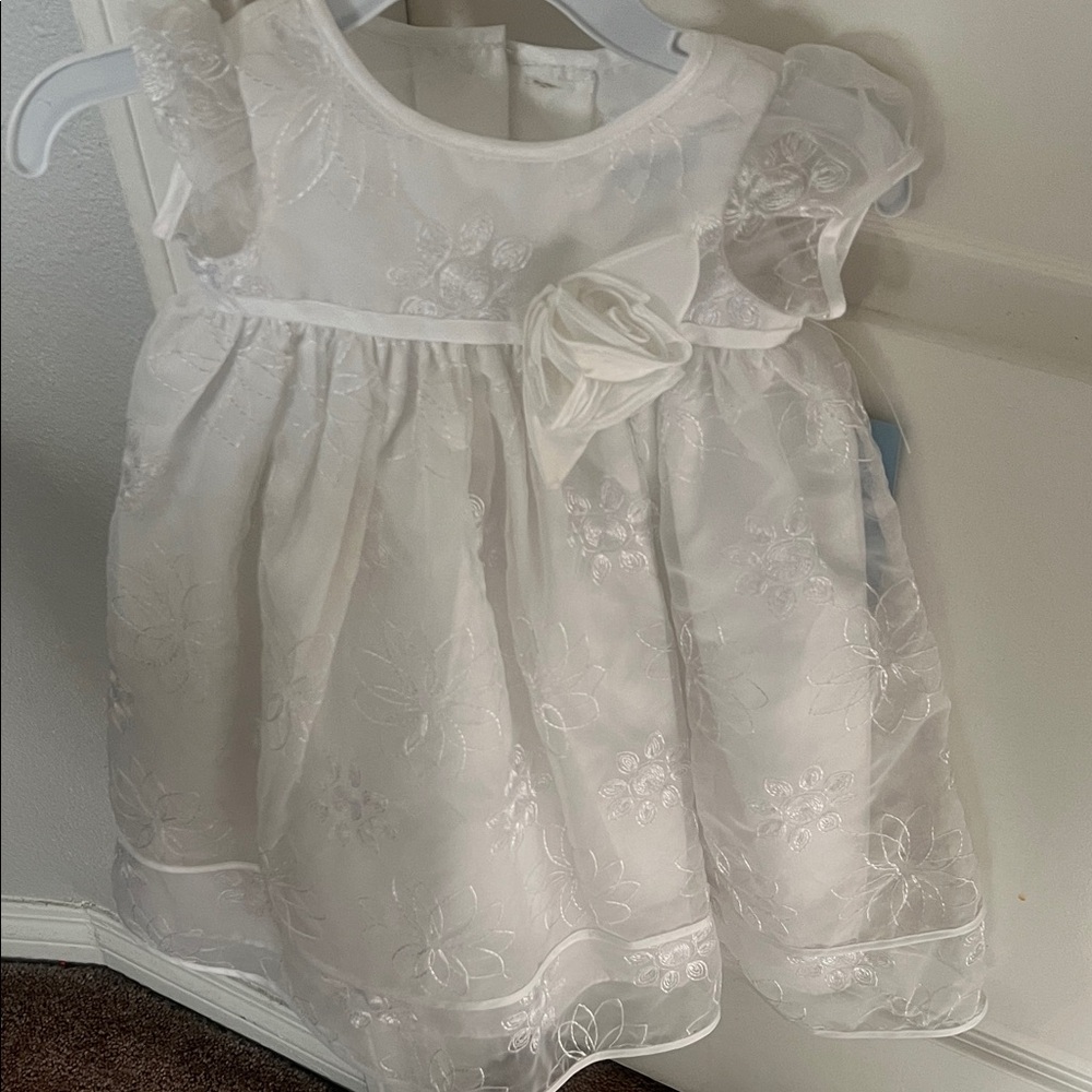 Elegant White Floral Baby Dress